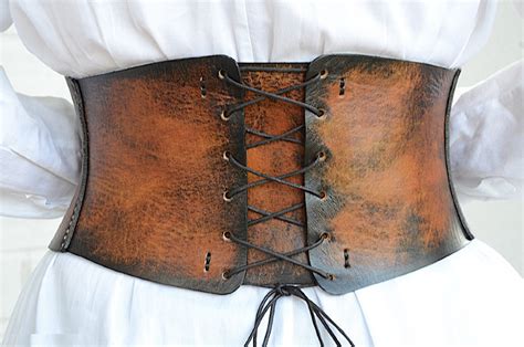Brown Leather Corset Belt Boho Belt Wide Waist Belt Womens Etsy