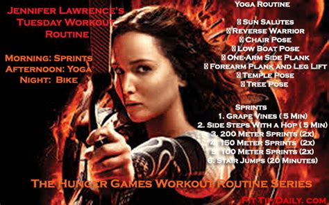 Jennifer Lawrences Workout Routine Hunger Games Tuesday Routine