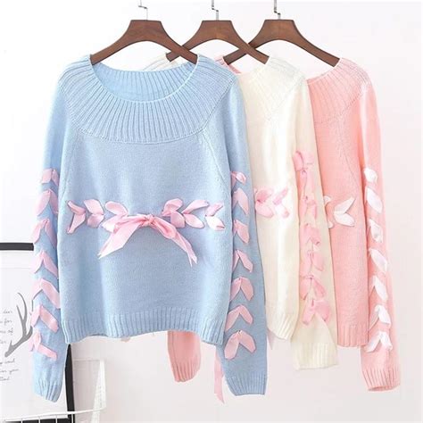 Japanese Kawaii Pastel Ribbon Knitted Sweater Sd00295 Syndrome Cute