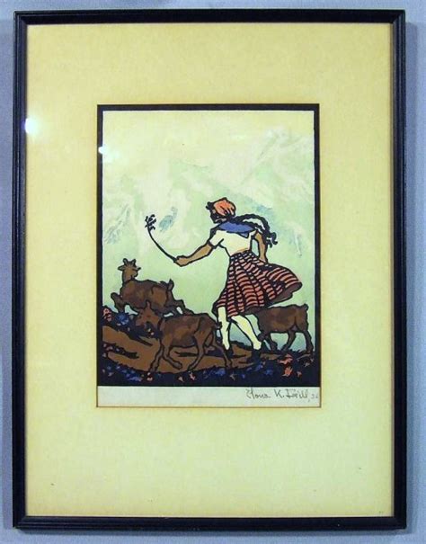 Arts And Crafts Woodblock Print By Frill For Sale