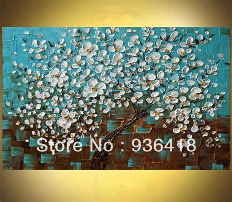 Original Custom Abstract White Cherry Tree Acrylic Heavy Impasto