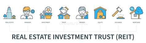 Real Estate Investment Trust Infographic In Minimal Flat Line Style