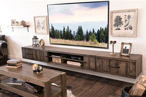 Farmhouse Rustic Wood Floating Tv Stand Entertainment Center Spice