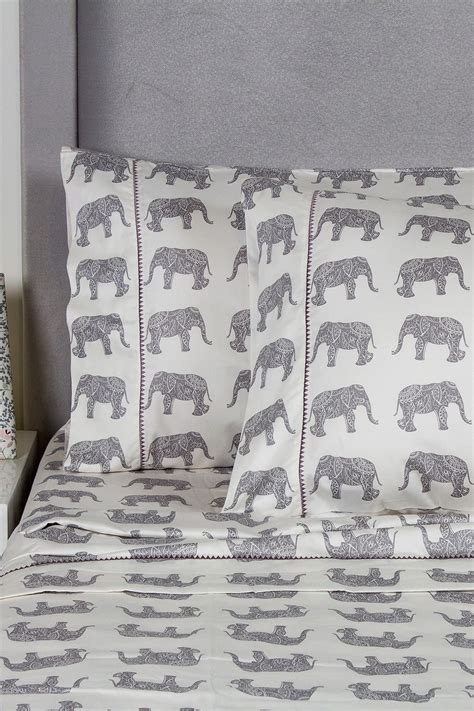 Melange Home 400 Thread Count Cotton Elephant Sheet Set Gray