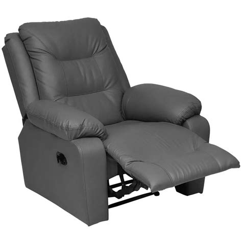 Single Seater 1 Seat Recliner Sofa With Premium Leatherette Grey Gkw