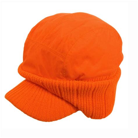 Hunting Cap Blaze Orange Knit Flaps Ear Warmers Cg Emery