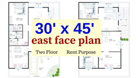 30x 45 East Face Two Floor Rent Purpose Floor Plan Youtube