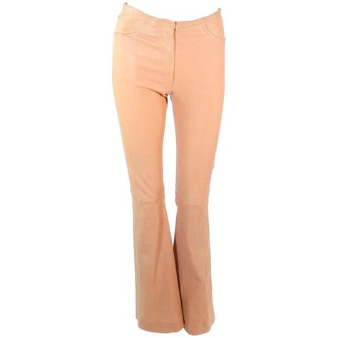 JEAN CLAUDE JITROIS Vintage Stretch Nude Leather Pants Size 0 2 38 For