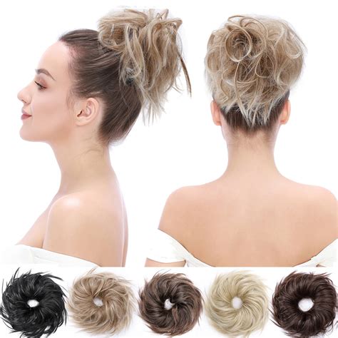 Sego Messy Bun Hair Piece Synthetic Fake Hair Extensions Wavy Scrunchie