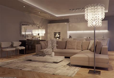 Modern Apartment Lighting Effect With Crystal Lamp Viahousecom