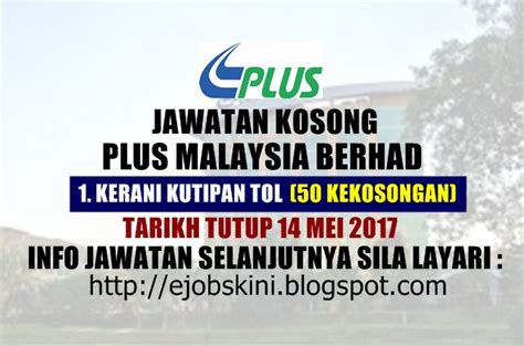 Jawatan kosong terkini jabatan perangkaan malaysia tutup 01 mei 2019 reviewed by mohd zaki jawatan kosong kerajaan di majlis daerah maran reviewed by admin on february 04, 2019 rating. Jawatan Kosong Plus Malaysia Berhad - 14 Mei 2017
