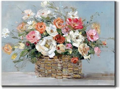 Amazon Com Renditions Gallery Spring Flowers In Basket Wall Art Vibrant Floral Artwork