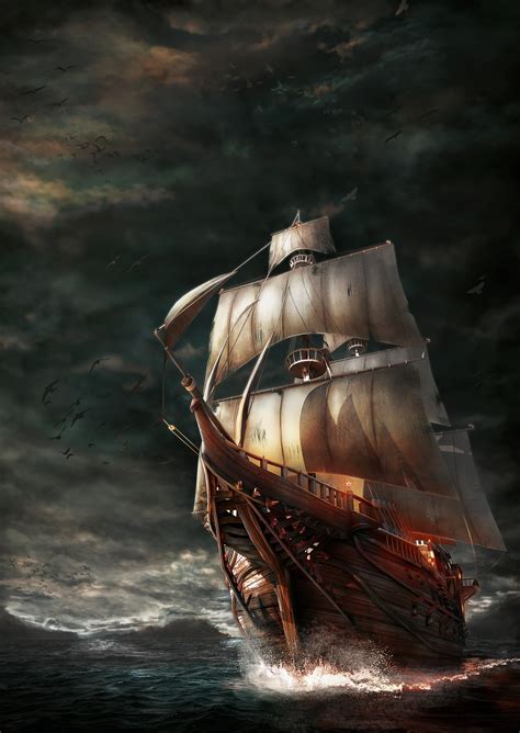 Pirate Ship In A Storm Zerkalovulcan