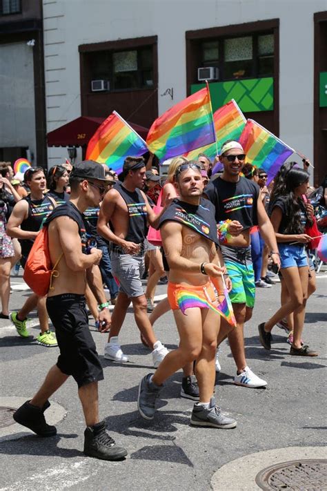 lgbt pride parade participants in new york city editorial stock image image of bisexual