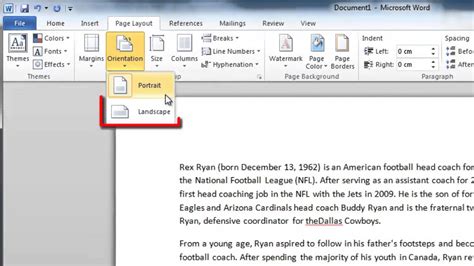 How To Change Page Layout In Word 2010 For One
