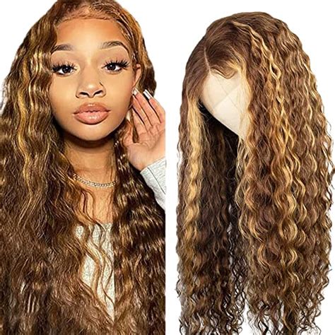16 Inch Honey Blonde Lace Front Wig Human Hair Highlight