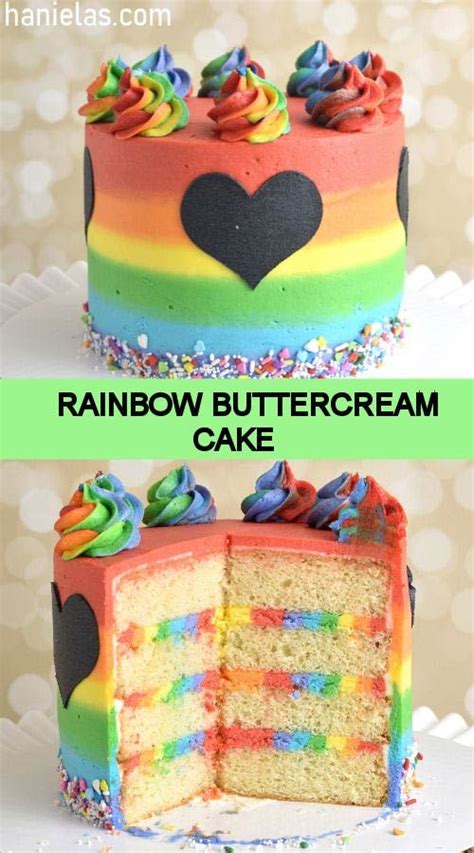 Easy Rainbow Buttercream Cake Hanielas Recipe Buttercream Cake