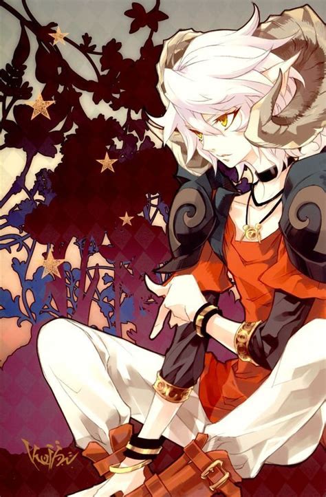 Anime Art Anime Boy Demon Horns Silver Hair