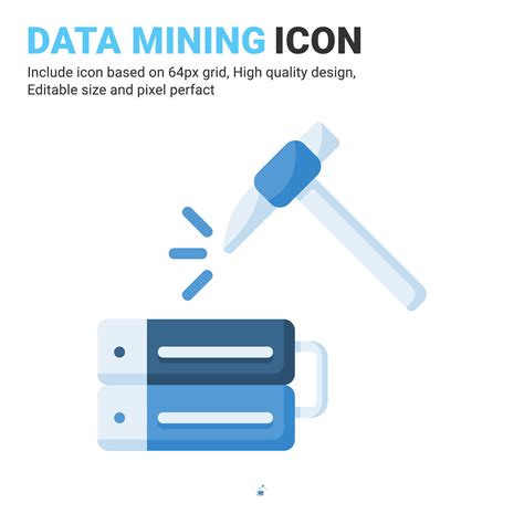 Data Mining Icon Vector With Flat Color Style Isolated On White