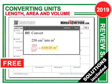 Gcse Revision Converting Units Length Area And Volume Teaching