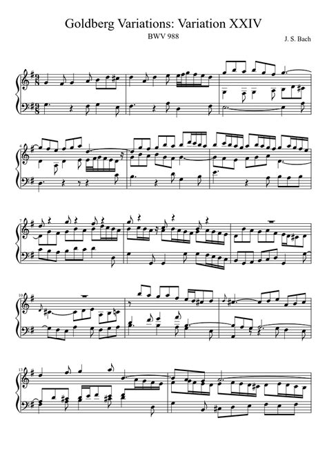 Bwv 988 Goldberg Variations Variation Xxiv Sheet Music For Harp Solo