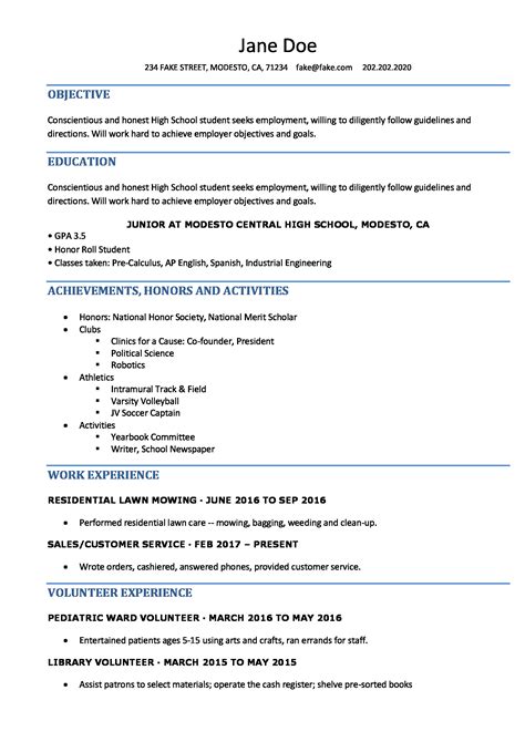 high school resume resume templates  high school