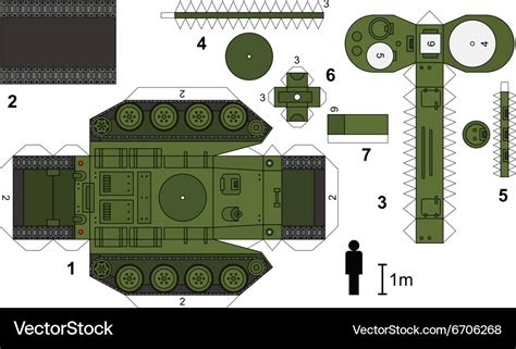Paper Model Of An Old Tank Royalty Free Vector Image