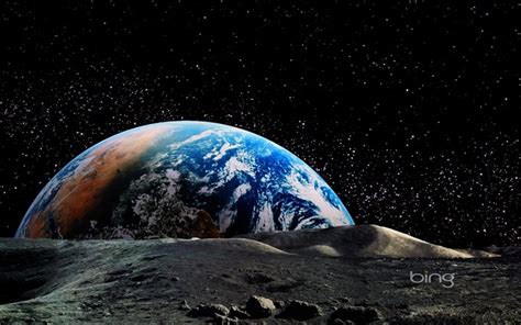 Free Download Bing Theme Moon Earth Surface Widescreen Hd