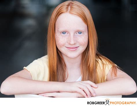 Adolescent Portrait Of Redhead With Freckles Houston Headshot