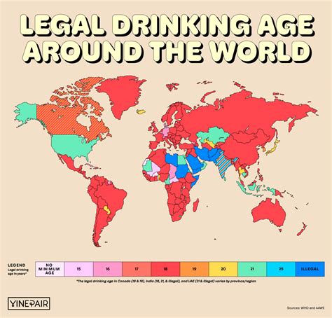 The Legal Drinking Age In Each Country Map
