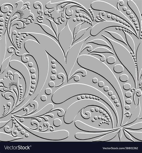 Floral Embossed Paisley 3d Seamless Pattern Vector Image
