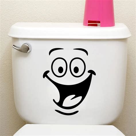 Funny Smile Bathroom Wall Stickers Toilet Home Decoration Waterproof