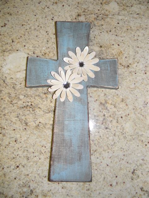 Wooden cross purchased from Hobby Lobby. I painted it, sanded it