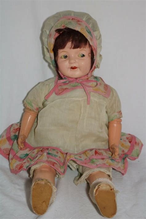 Antique Ideal Flossie Flirt 1920â€™s Composition And Cloth Mama Doll