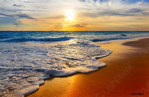 Landscape Of Beautiful Tropical Beach In Sunset, Stock Photo | Crushpixel