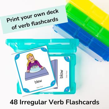 Verb Flashcards Grammar Activity Regular Irregular Past Present