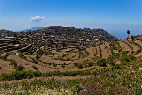 Beautiful Terraces In The Mountains Above The City Of Taizz Yemen