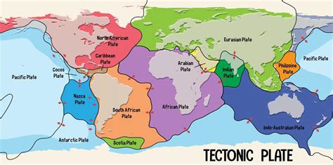 World Map Showing Tectonic Plates Boundaries 2871674 Vector Art At Vecteezy