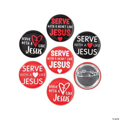 Serve With A Heart Like Jesus Mini Buttons 48 Pc