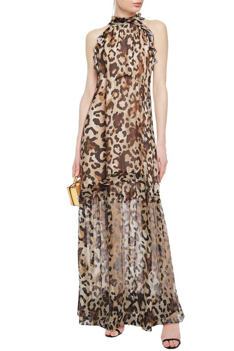 Rachel Zoe Ruffled Leopard Print Chiffon Maxi Dress Sale Up To 70