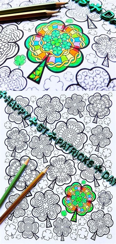 You can find lots of printable pages here to decorate and give to your leprechaun on march 17th. St. Patrick's Day shamrocks coloring page - four leaf ...