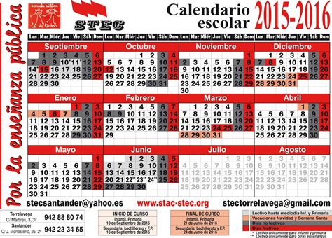 Ampa Del Ceip Los Puentes Colindres Calendario Escolar Curso 2015 2016