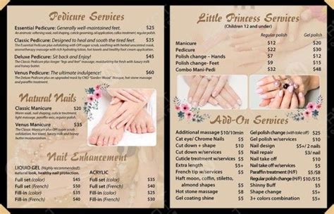 A Brochure For Nail Salons With Flowers On It