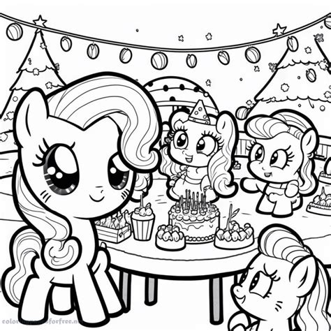 My Little Pony At Christmas Party Coloring Page For Children Color Me