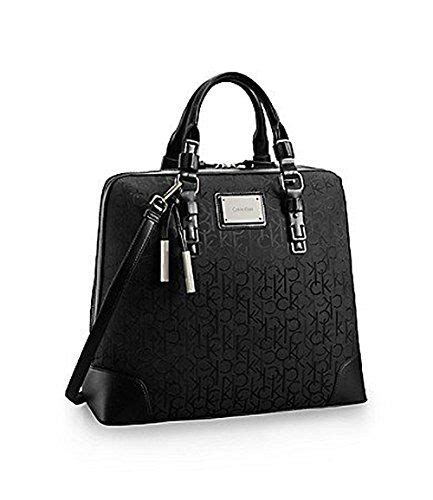 Calvin Klein Womens Logo Jacquard Large Dome Satchel Black