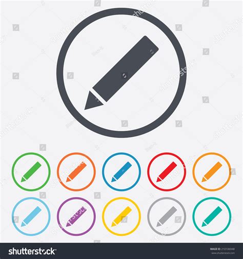 Pencil Sign Icon Edit Content Button Round Circle Buttons With Frame