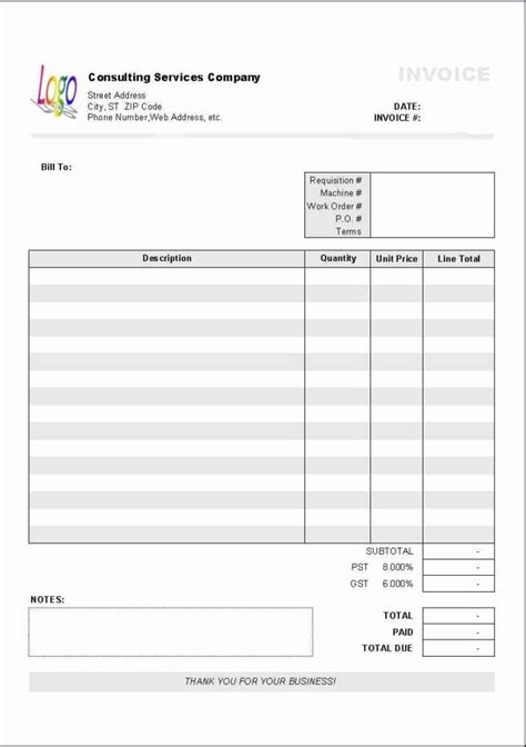 Excel Templates For Invoices —