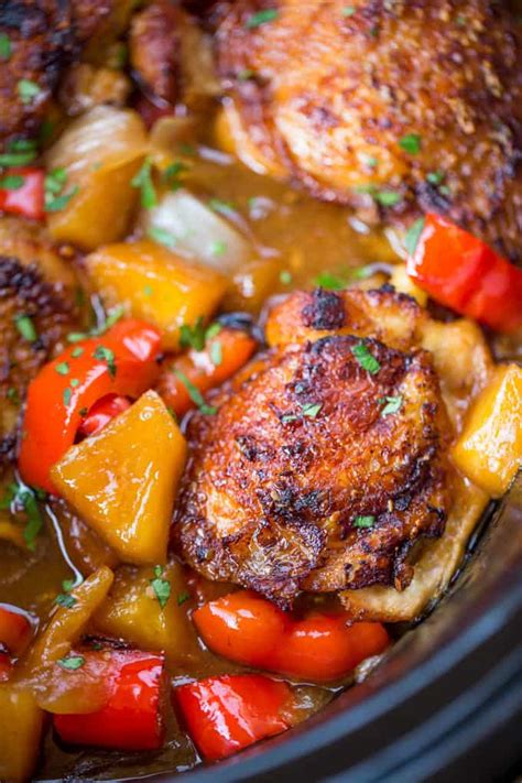 These chicken crockpot recipes don't just look amazing. pineapple chicken thighs slow cooker