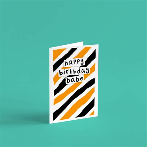 Happy Birthday Babe Colourful Birthday Card For Girlfriend Etsy