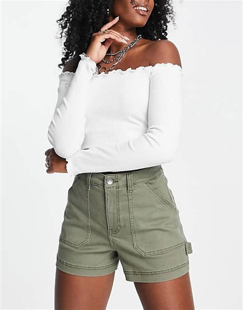 Hollister Cargo Mom Shorts In Khaki Asos